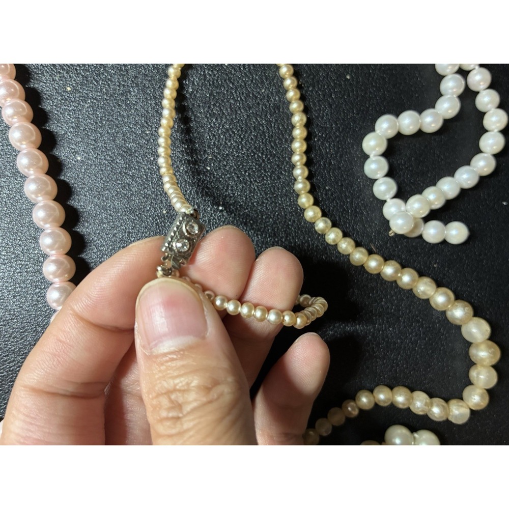 Faux Pearl Mixed Jewelry Lot Necklace Bracelet Brooch Ring White Pink‎ Gold